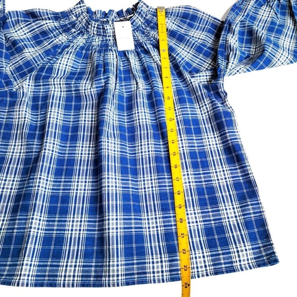 New J. Crew Small Plaid Ruffleneck Smocked Top NWT - Picture 6 of 6